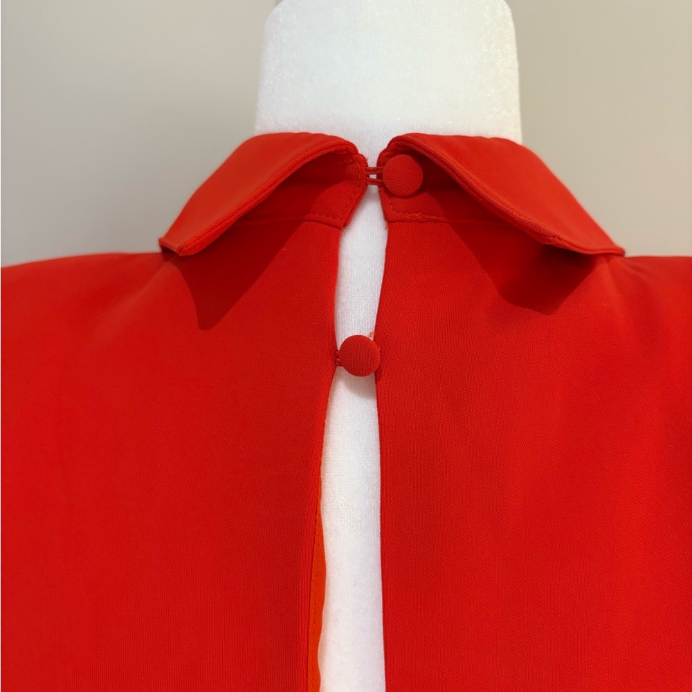 Tie Neck Midi Dress with Shoulder Pad - Picture 8 of 8